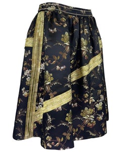 2015 S/S Prada Black and Green Floral Brocade Skirt