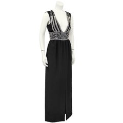 1970's Pauline Trigere Black Wool Gown