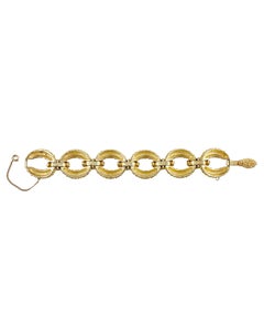 1970's Anonymous VCA Inspired Oval Link Gilt Metal Link Bracelet