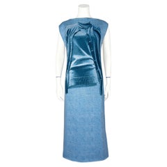 Jean Paul Gaultier 2004 Archival Blue Knit Trompe L'œil Maxi Dress