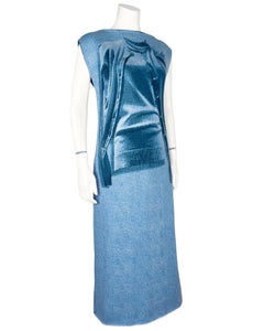 Jean Paul Gaultier 2004 Archival Blue Knit Trompe L'œil Maxi Dress