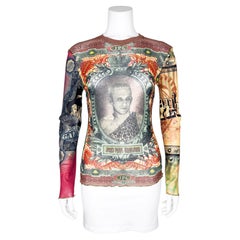 gaultier 1995 portrait print mesh Tshirt Top