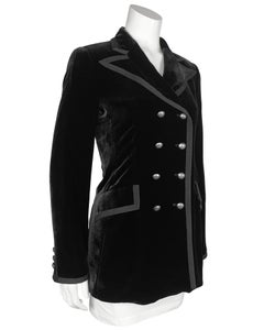 1990s Armani Collezioni Black Velvet Double Breasted Jacket