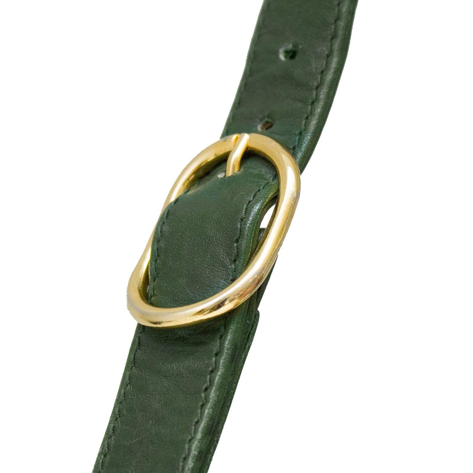 1970s Hunter Green Suede Shoulder Bag with Gold Details  1