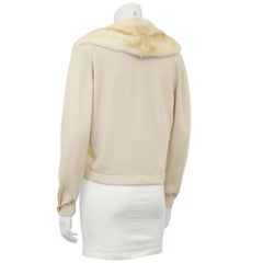 1950's Pringle of Scotland Cream Cashmere Cardigan with Mink Collar