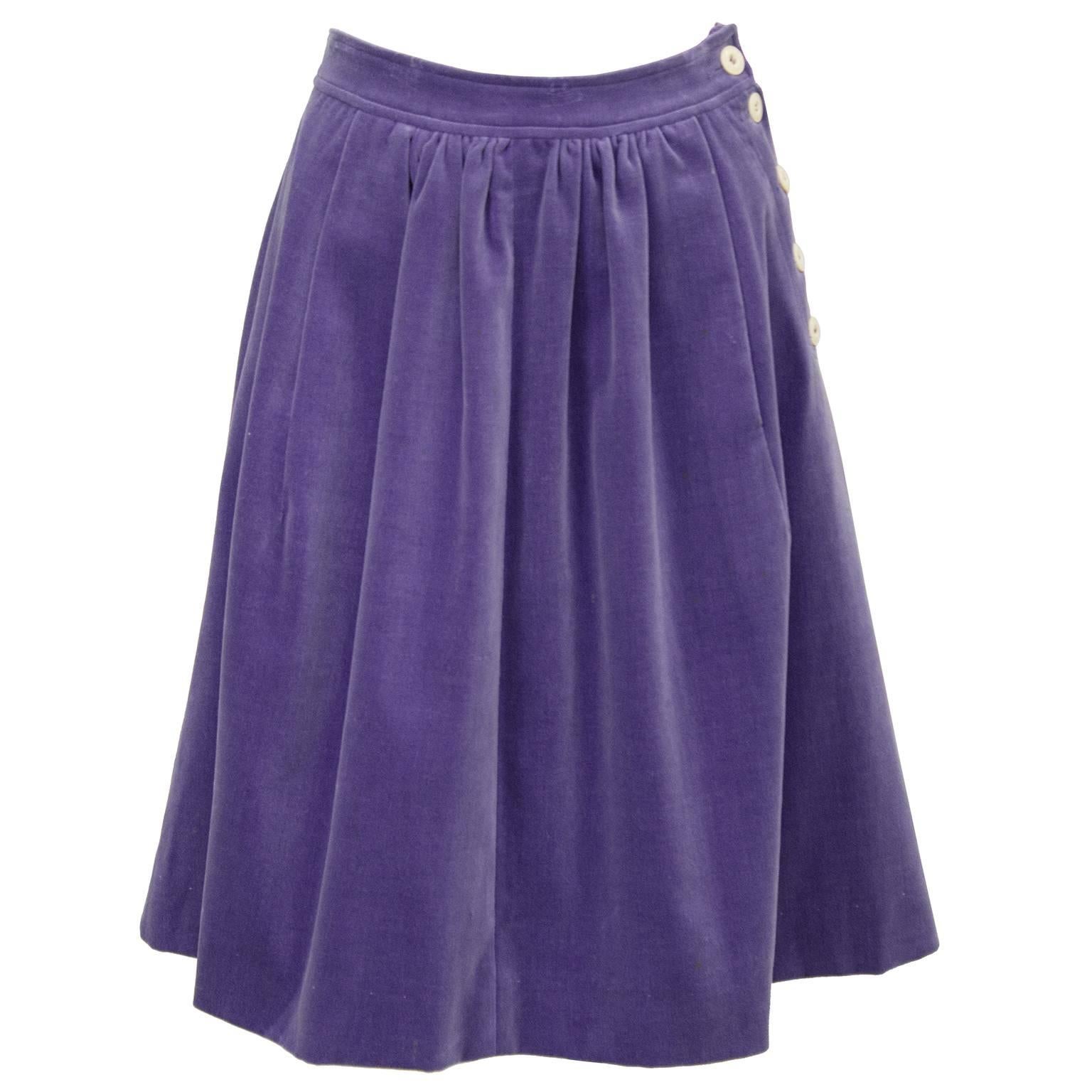 1971 Gudule Paris Lavender Velvet Skirt  For Sale