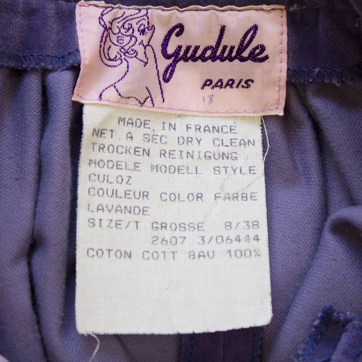 Women's 1971 Gudule Paris Lavender Velvet Skirt  For Sale