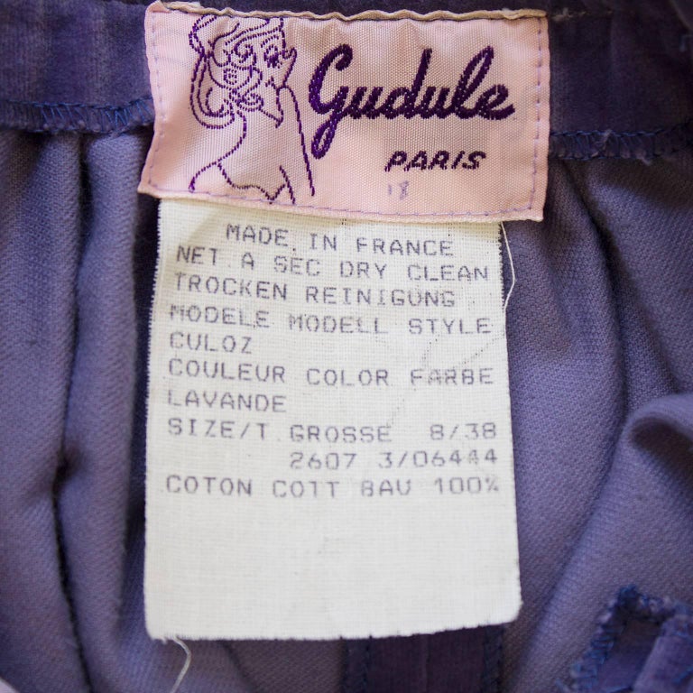 1971 Gudule Paris Lavender Velvet Skirt For Sale at 1stdibs