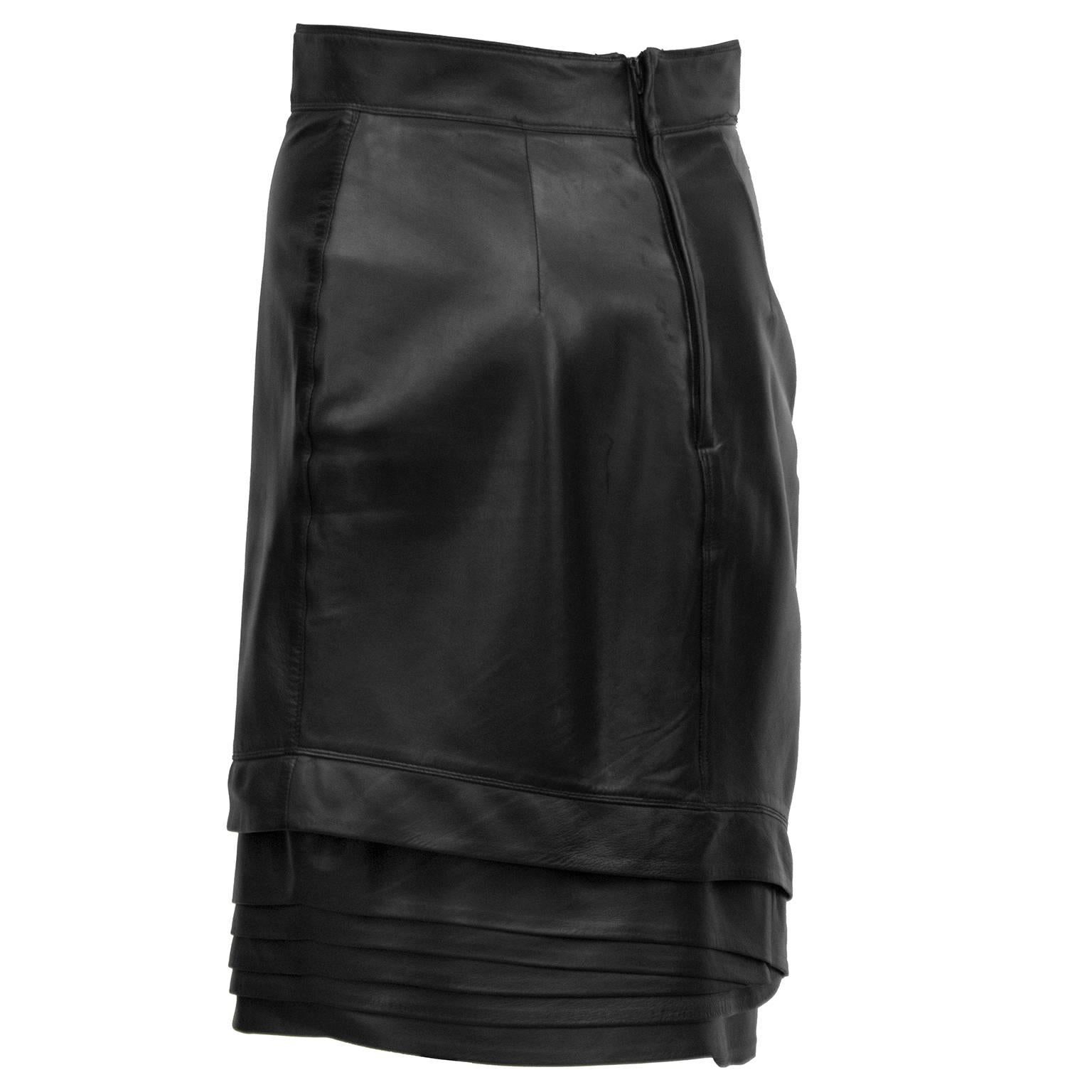 tiered leather skirt
