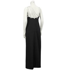 Bill Blass Black Silk Gown with Rhinestone Straps and Details, 1960s