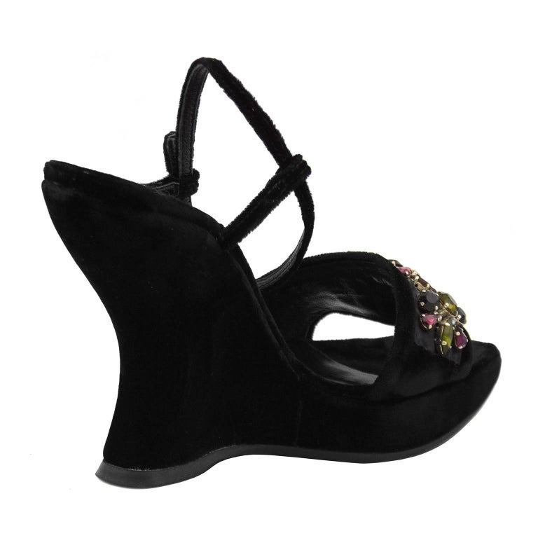 black velvet wedge heels