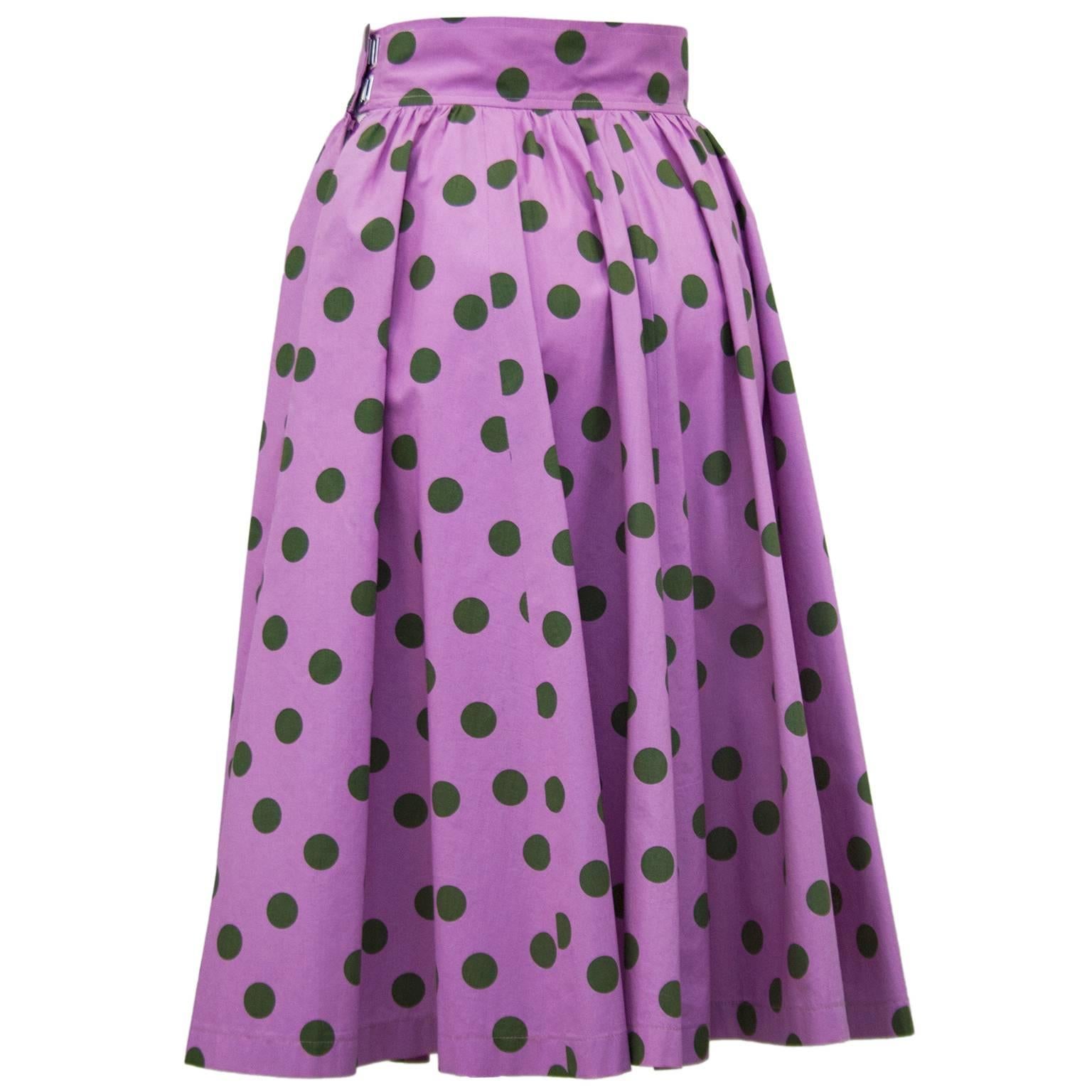 purple polka dot skirt