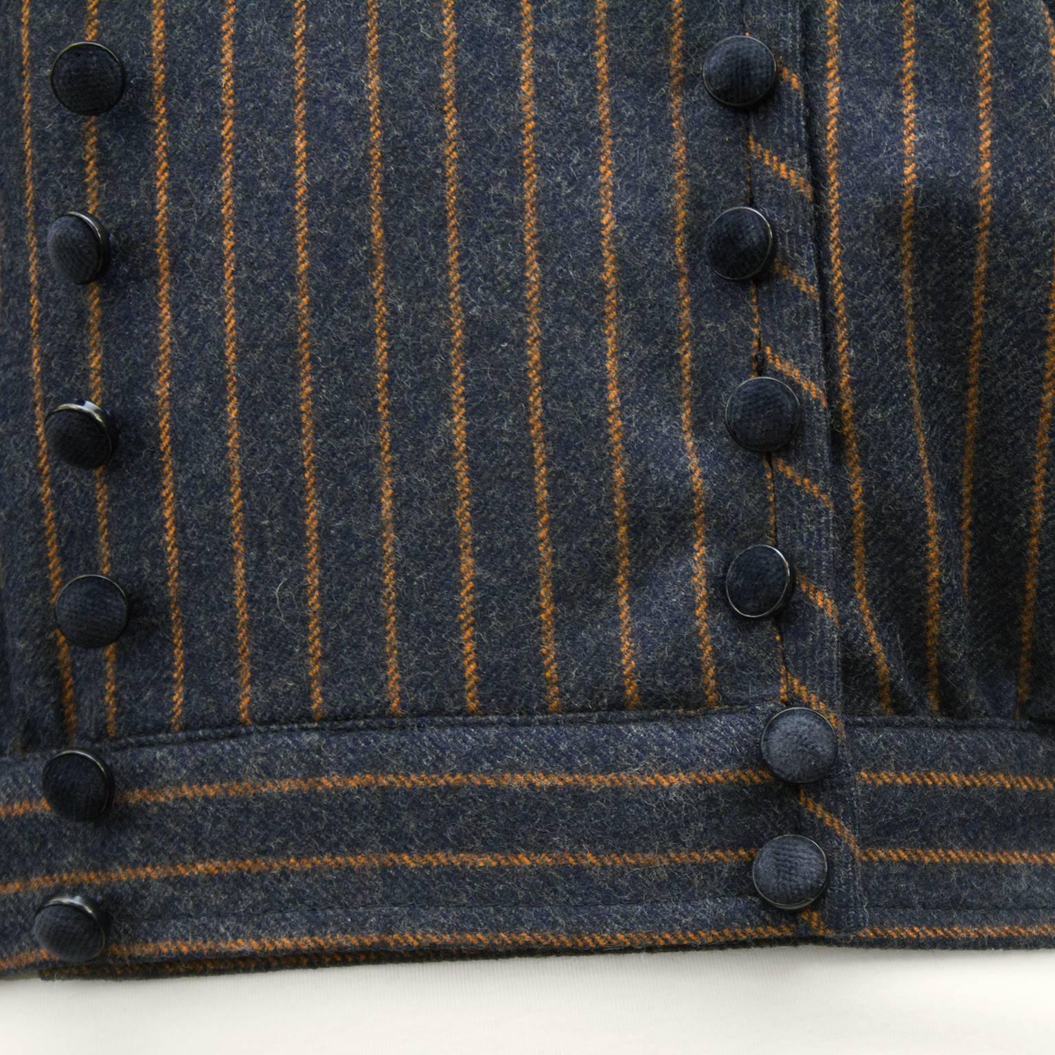1980s Valentino Navy Striped Military Style Cropped Jacket 1