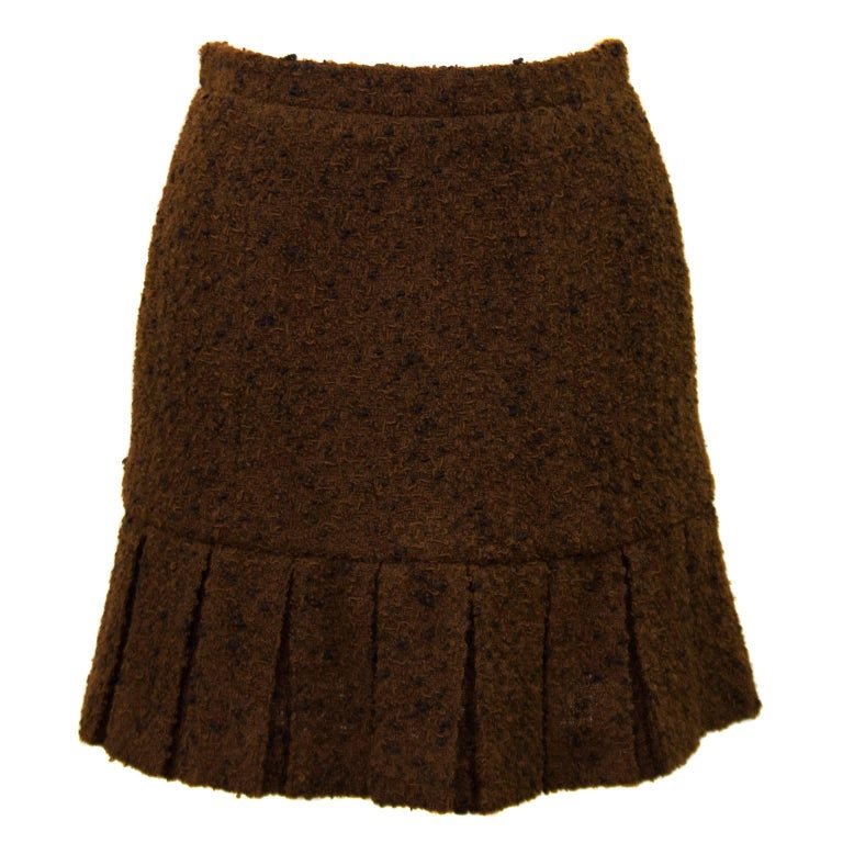1997 Chanel Fall Brown Boucle Skirt Suit at 1stDibs