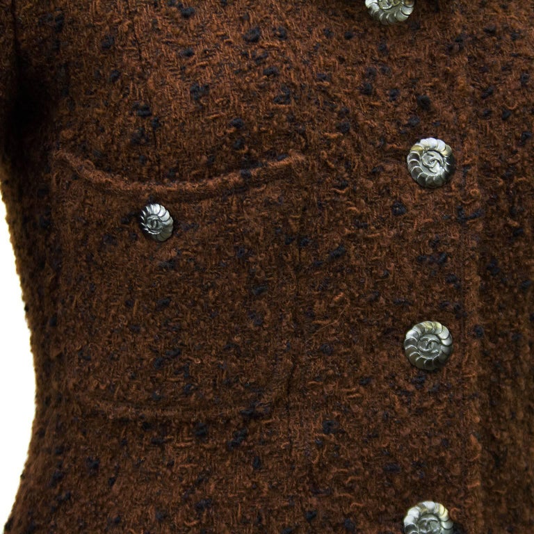 1997 Chanel Fall Brown Boucle Skirt Suit at 1stDibs