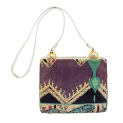 Pucci Velvet Printed Purse With White Leather Trim, 1960s