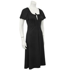 1970s Clovis Ruffin Black Keyhole Dress