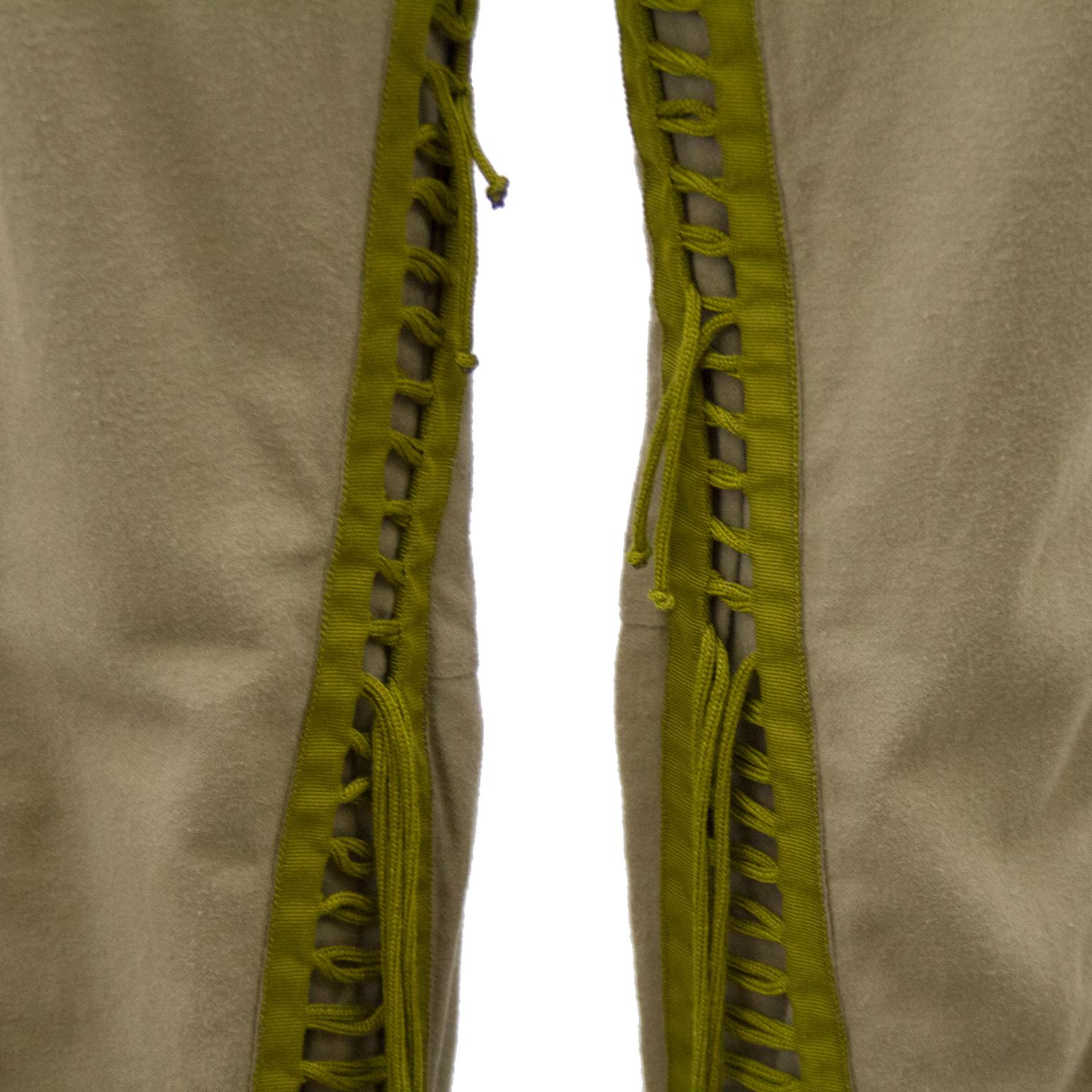 Iconic H/W 2003 Helmut Lang Khaki Aviator Flight Bondage-Hose 1