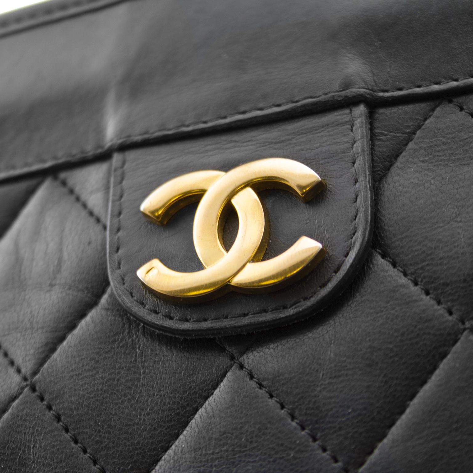 Women's or Men's Chanel Black Quilted Lambskin Leather Portfolio Clutch Bag