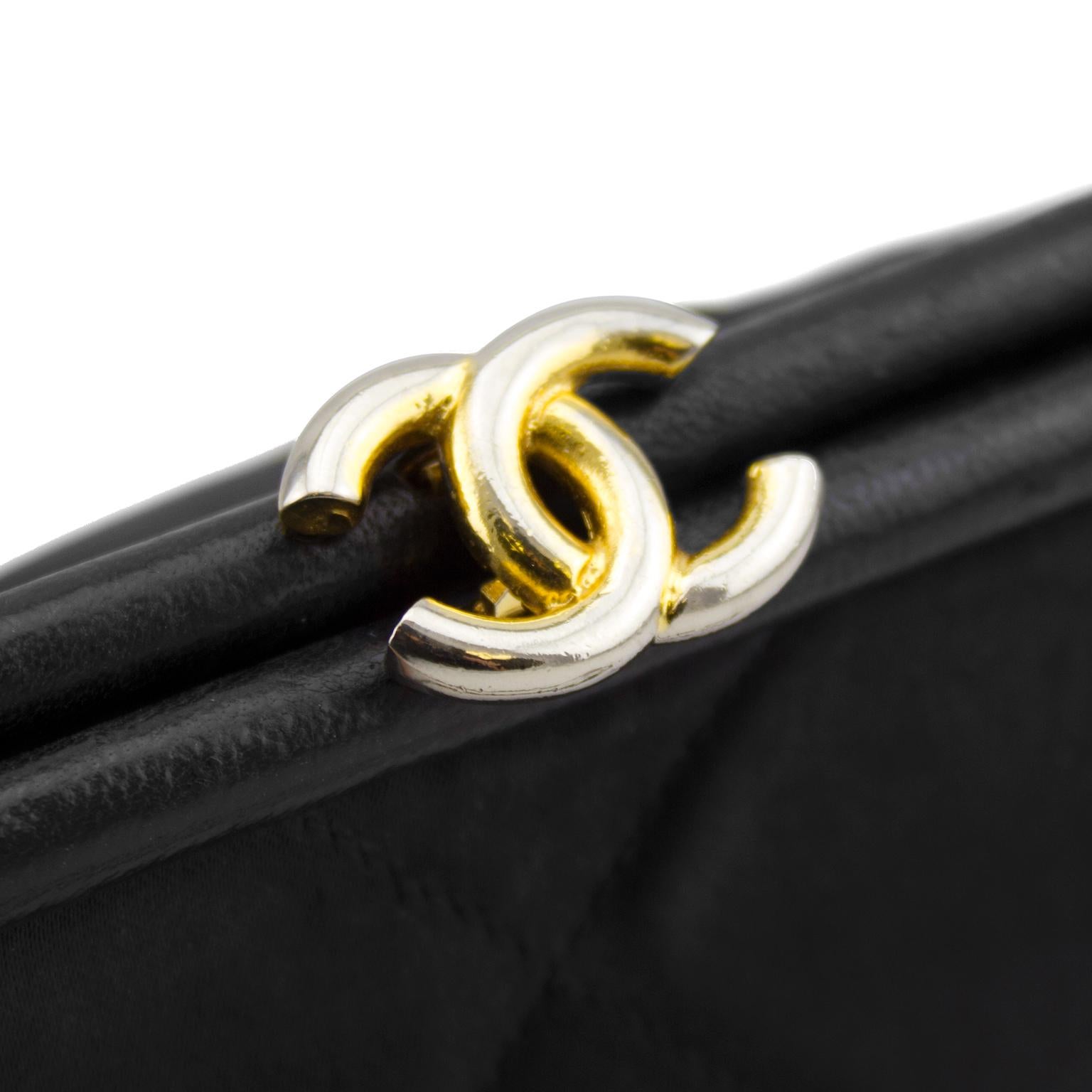 Chanel Black Leather Frame Silk Shoulder Bag 3
