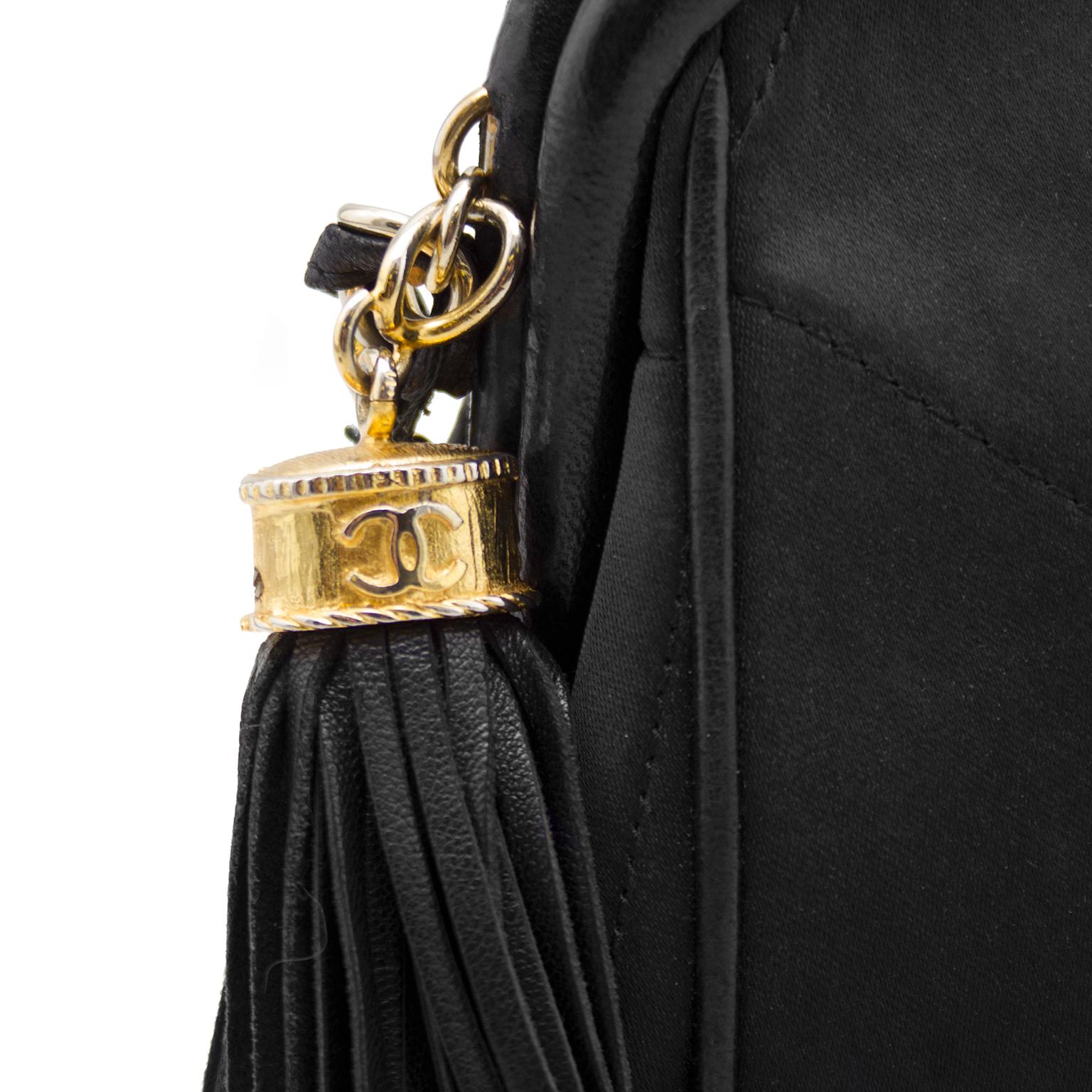 Chanel Black Leather Frame Silk Shoulder Bag 1