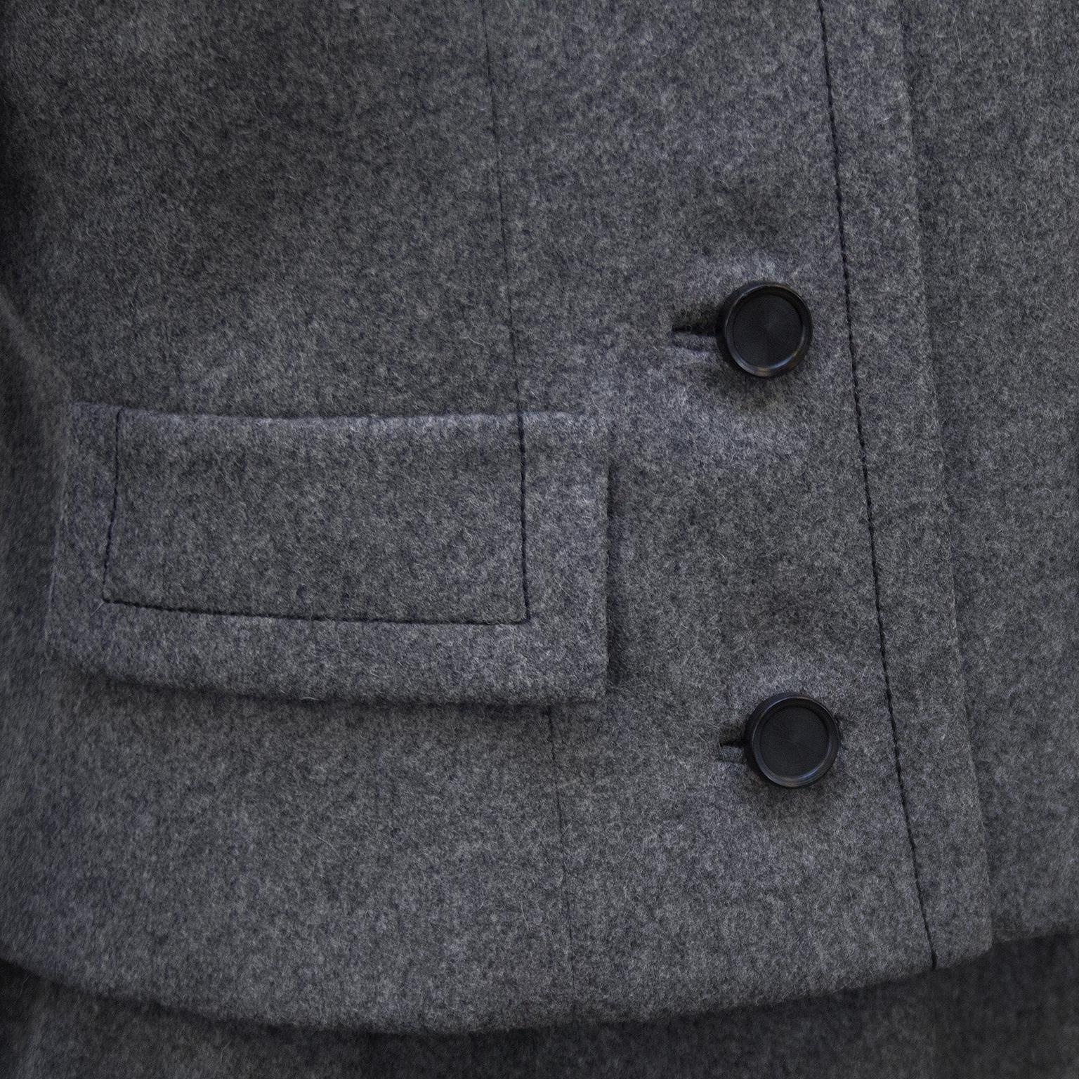 1950s Grey Christian Dior New York Skirt Suit In Excellent Condition In Toronto, Ontario