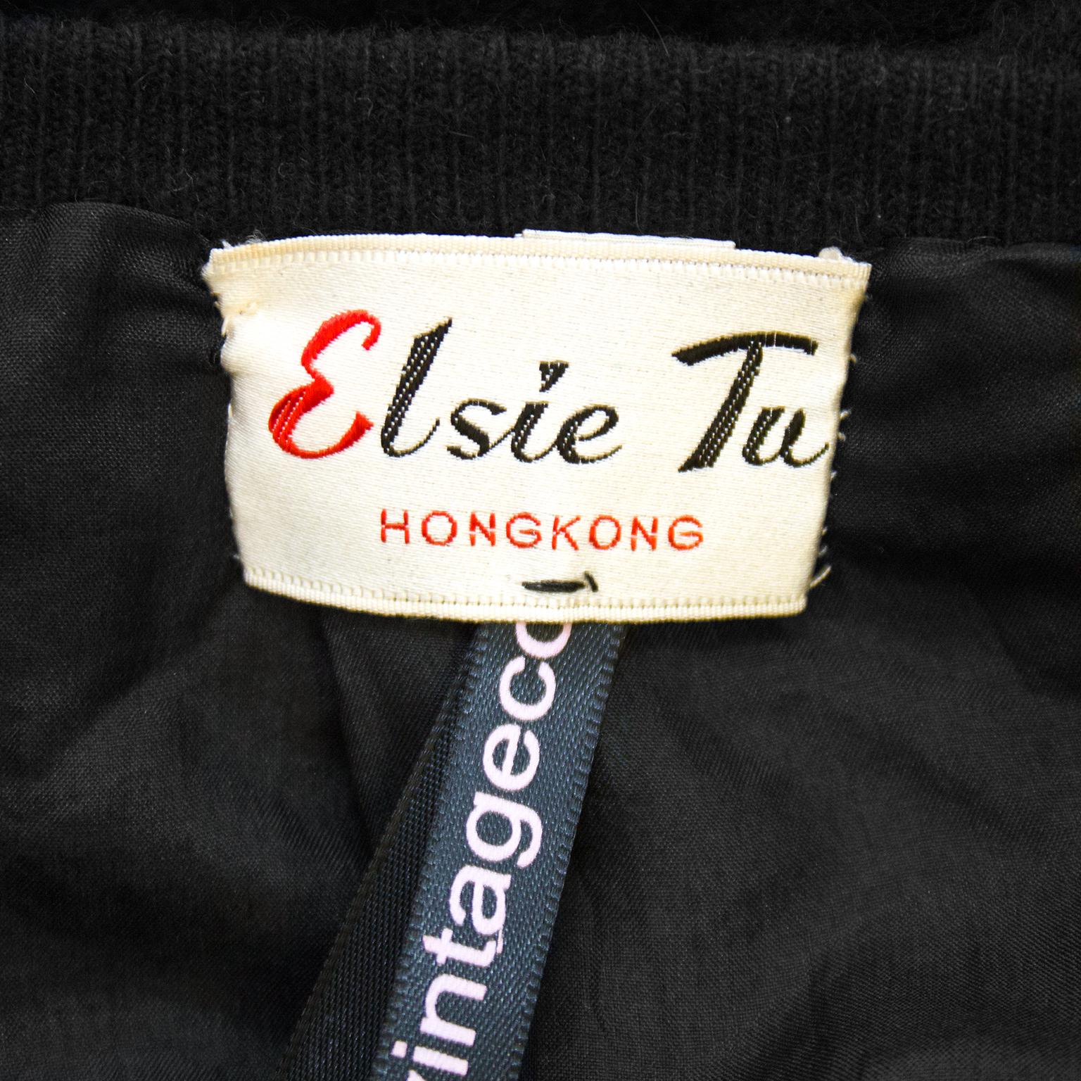 Pull noir à perles Hong Kong des années 1950 en vente 1