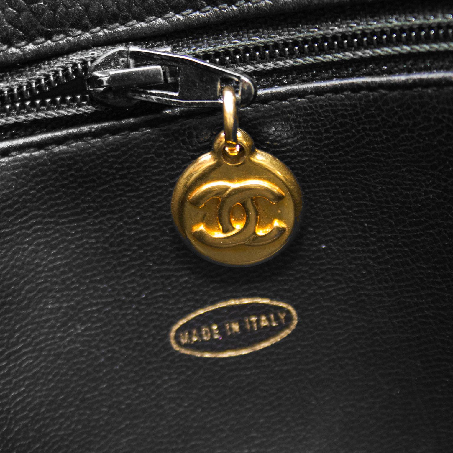 Chanel Black Caviar Leather Shoulder Bag, 1990  5