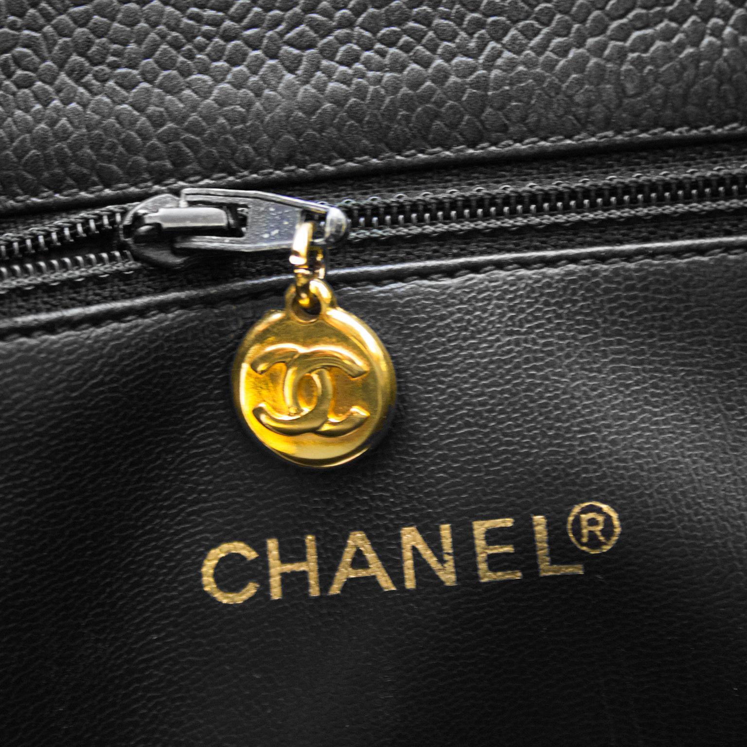Chanel Black Caviar Leather Shoulder Bag, 1990  4