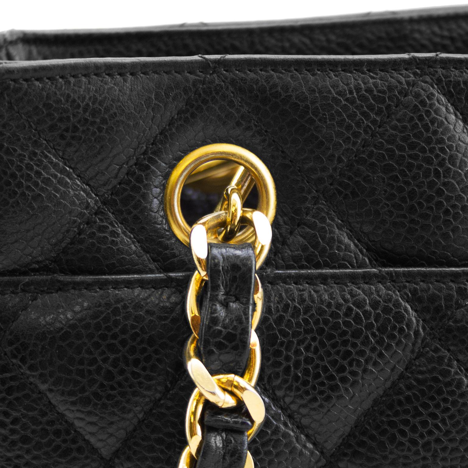Chanel Black Caviar Leather Shoulder Bag, 1990  3