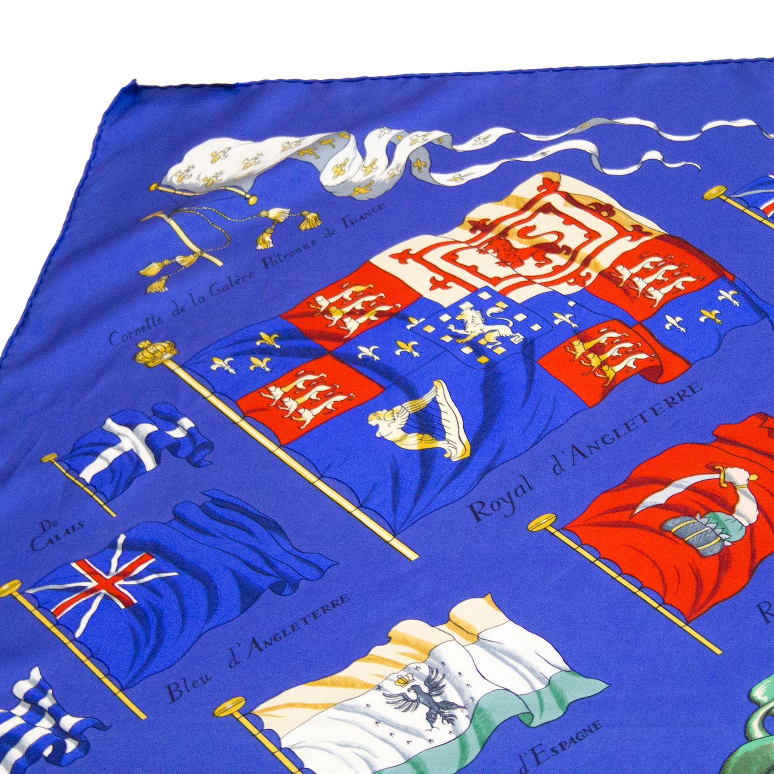 Hermès by Philippe LeDoux Pavois Blue 90cm Silk Scarf, 1964 at 1stDibs ...