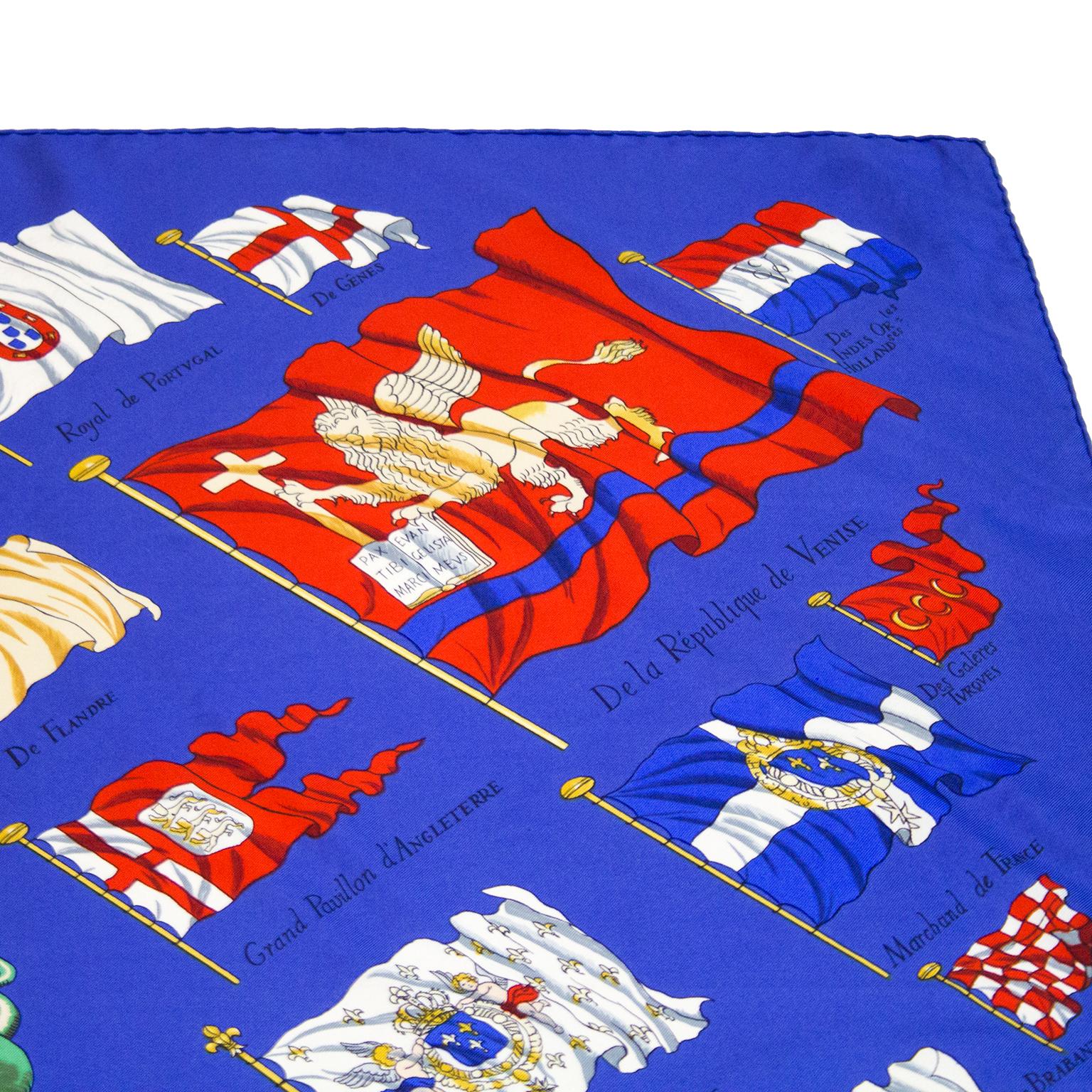 Hermès by Philippe LeDoux Pavois Blue 90cm Silk Scarf, 1964 at 1stDibs ...