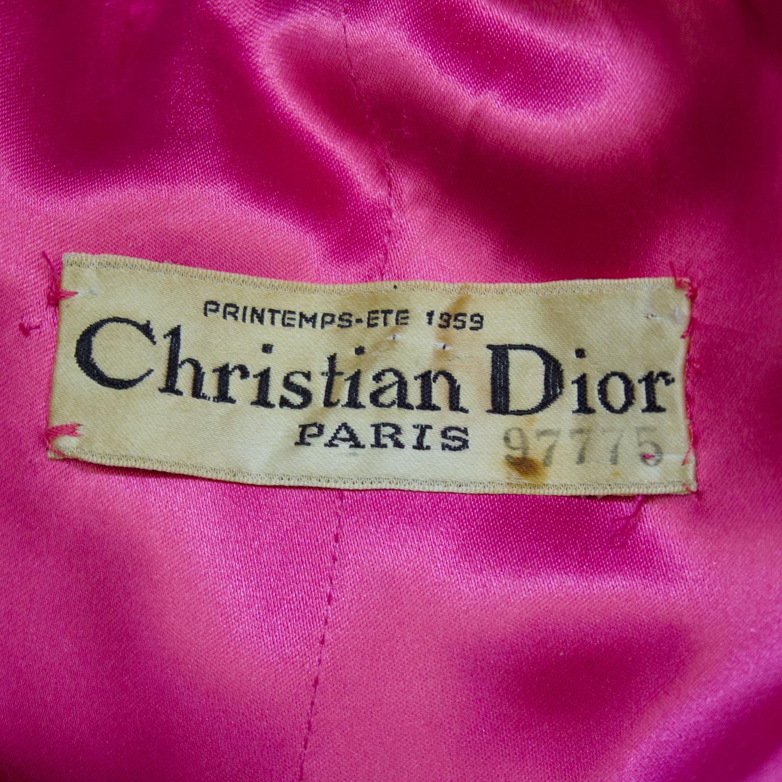 1959 Spring Collection Christian Dior Pink Wool Haute Couture Coat 2