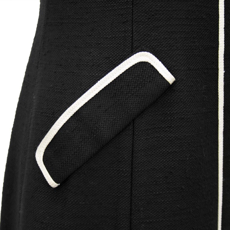 1960s Black Day Dress with White Piping For Sale at 1stDibs | black ...