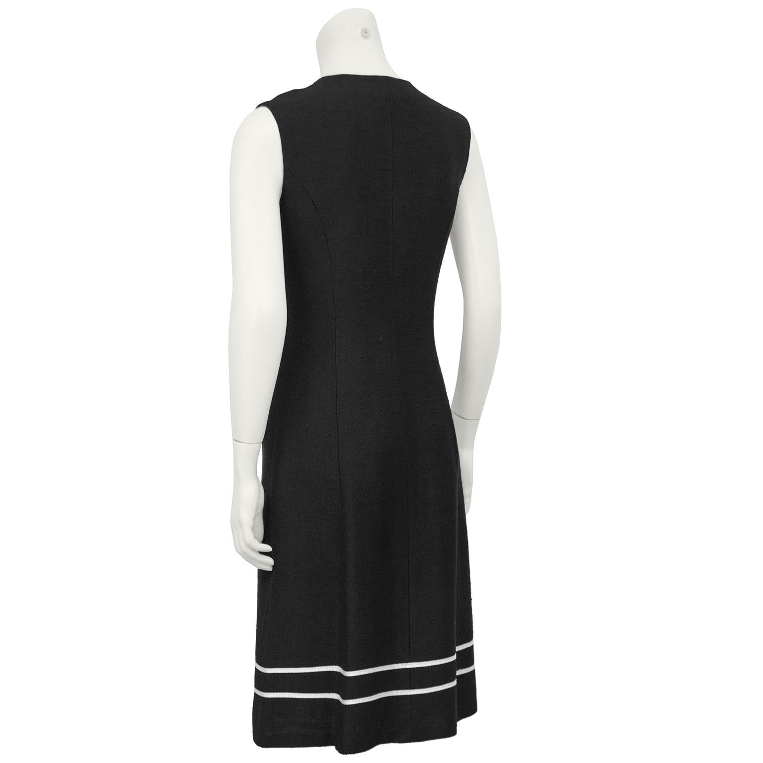 black dress with white piping
