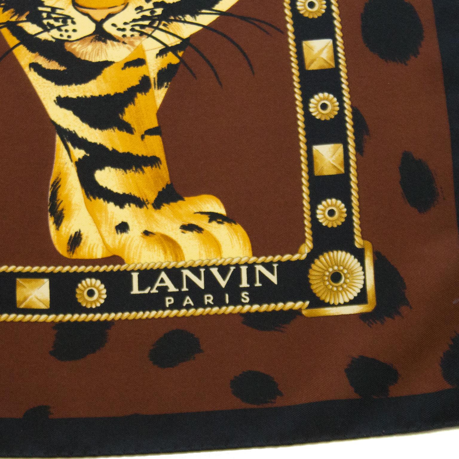 Women's or Men's 1980s Lanvin Wild Cats Silk Scarf