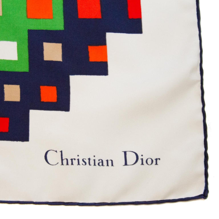 1970s Christian Dior Modernist Geometric Silk Scarf at 1stDibs