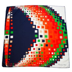 1970s Christian Dior Modernist Geometric Silk Scarf