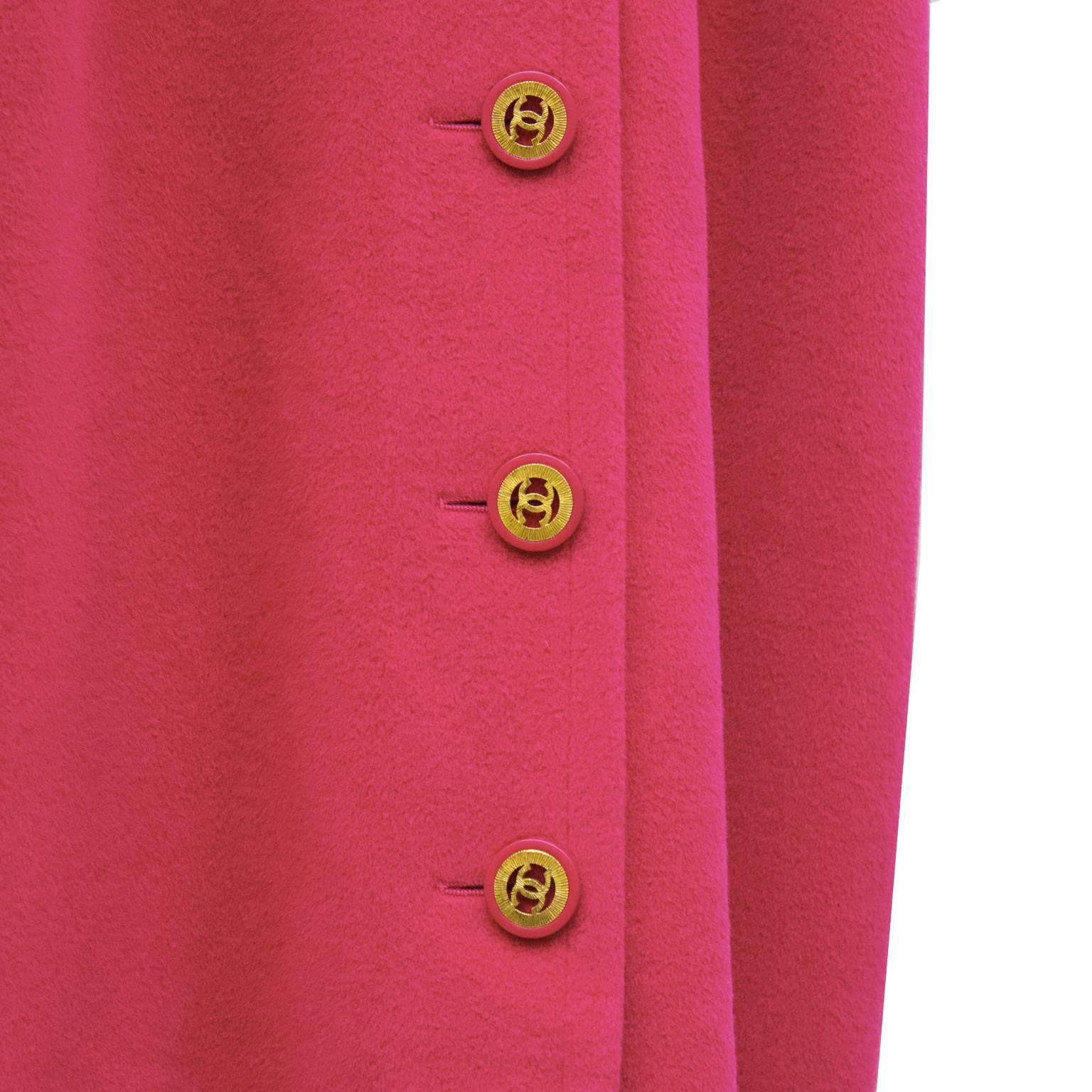 Women's 1980's Chanel Hot Pink Angora and Wool Swing Coat