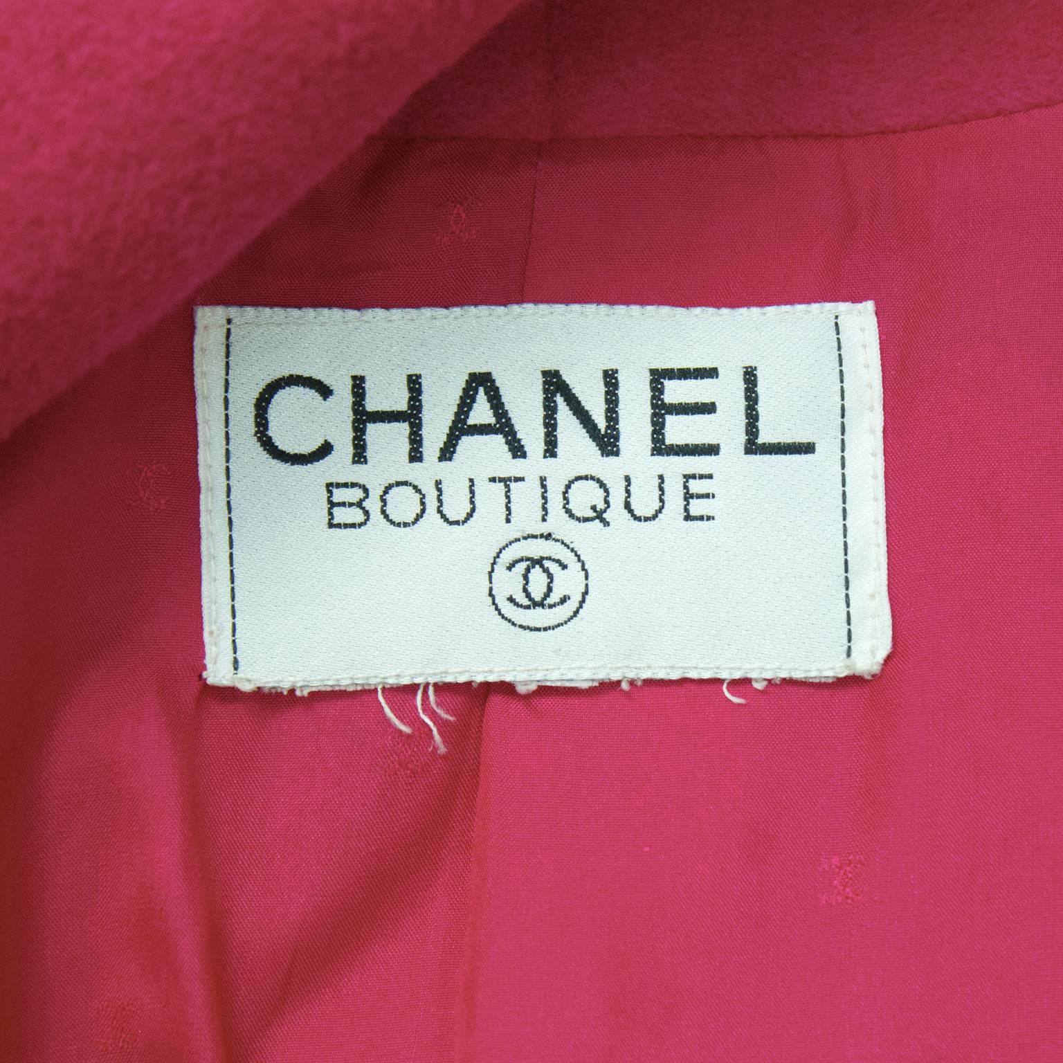 1980's Chanel Hot Pink Angora and Wool Swing Coat 1