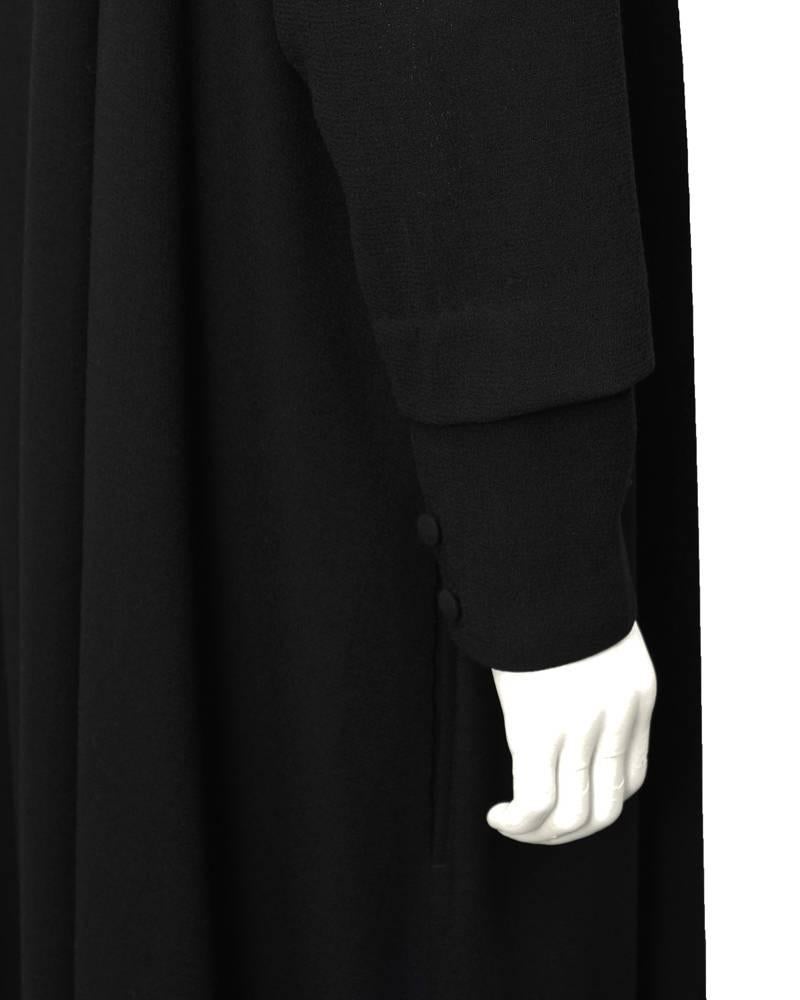 Emmanuelle Khanh, robe en laine noire avec broderie cachemire, années 1980 Pour femmes en vente