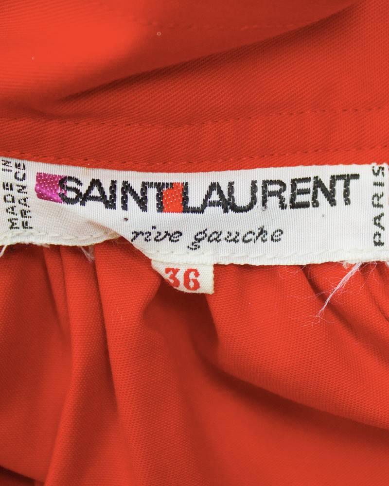 1970's Yves Saint Laurent YSL Red Skirt with Black Chevron Detailing 1