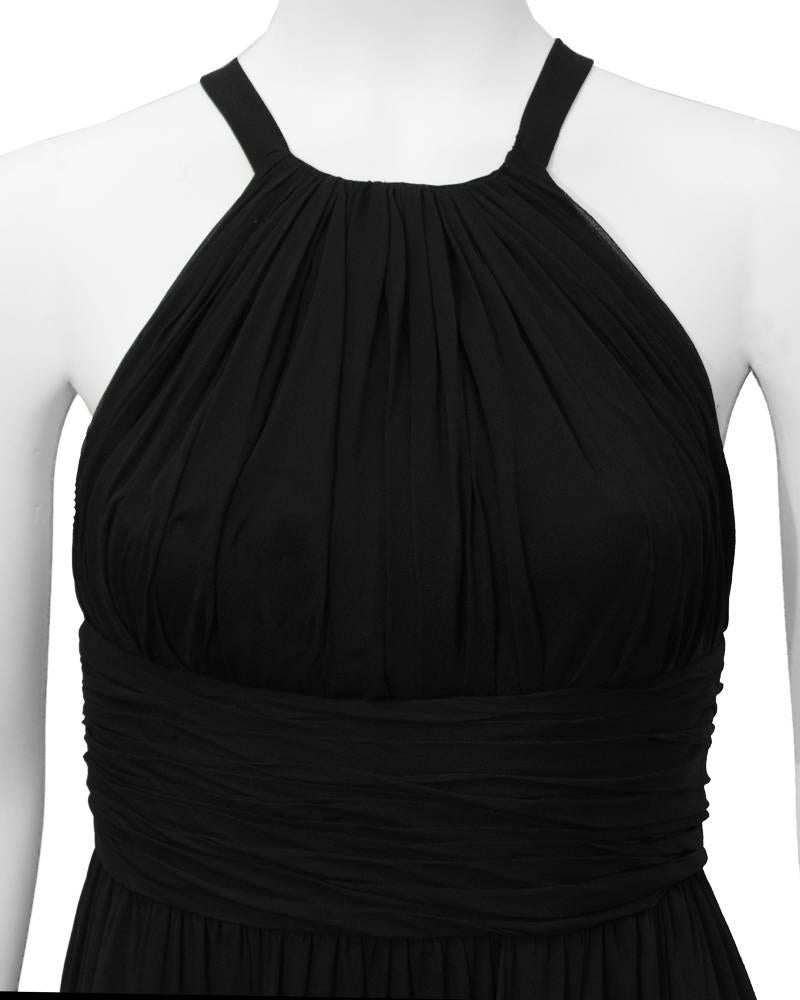 Women's 1960's Galanos Black Silk Chiffon Gown For Sale