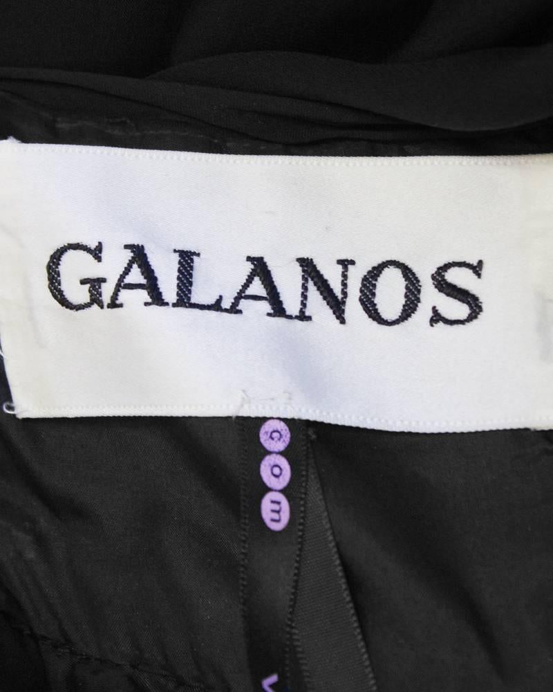 Galanos - Robe en mousseline de soie noire des années 1960 Pour femmes en vente