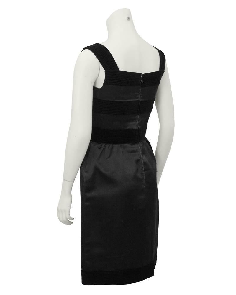 Black 1960's Louis Feraud Gazar and Velvet Couture Cocktail Dress For Sale