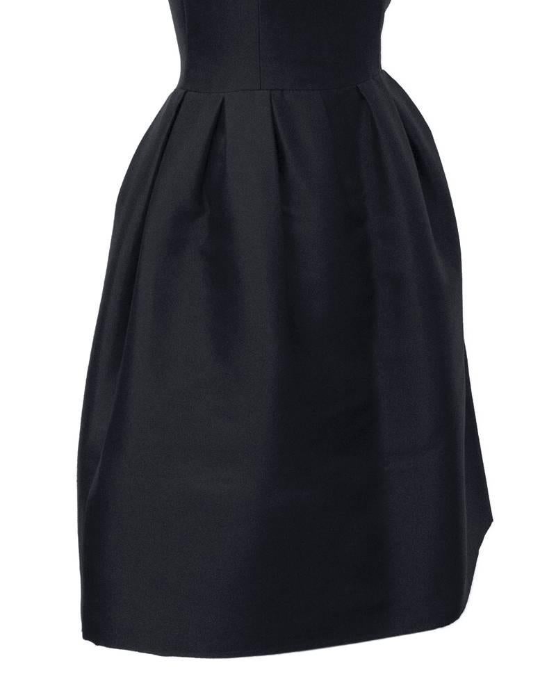 1960's Nina Ricci Black Couture Dress with Mink Trim In Good Condition For Sale In Toronto, Ontario