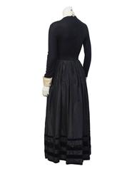 1970's Nina Ricci Black Taffeta Ingenue Gown