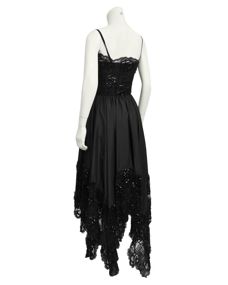 1980's Yves Saint Laurent YSL Black Lace Dress with Hanky Hem For Sale ...