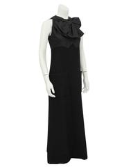 1960's Geoffrey Beene Black Wool Gown with Large Bow