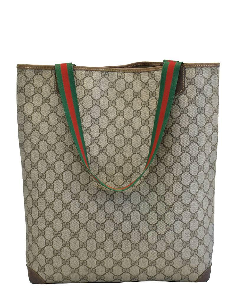 Gray 1970's Gucci Monogram Tote Bag 